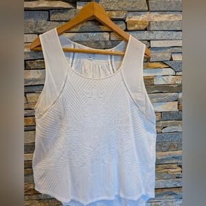 Lucky Brand, White Sleeveless Top, Size L
